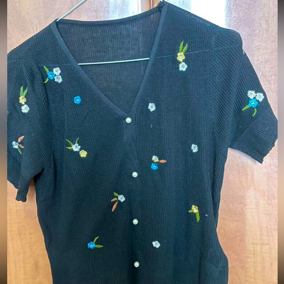 Knit short sleeve cardigan sweater top L - Picture 3 of 3